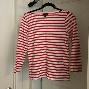 J.Crew striped boatneck red and white cotton top